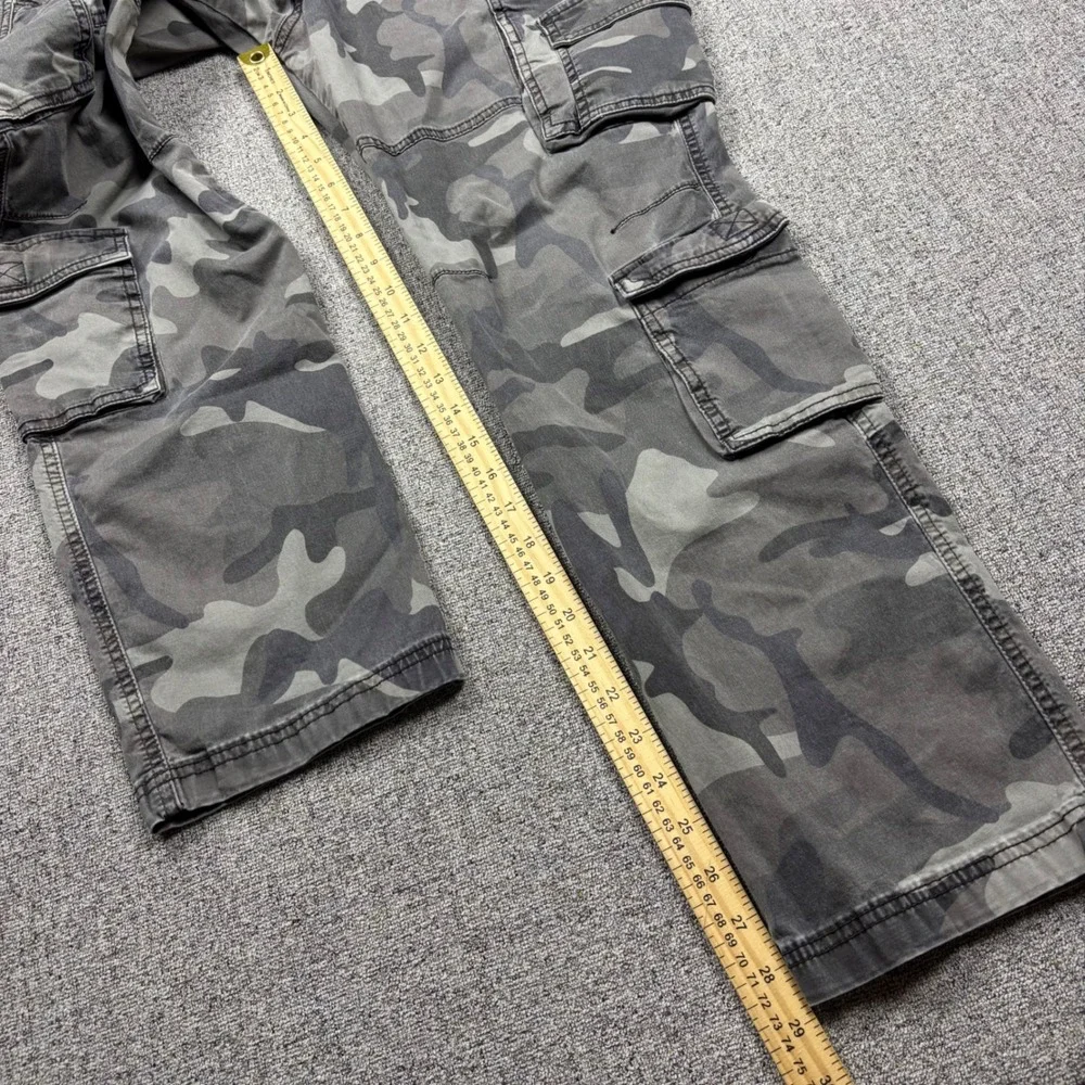 Hollister Cargo Pants Mens XL Slim Straight Grey Camouflage Epic Flex Drawstring